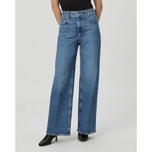 Paige Women's 28P Blue Medium Wash Sasha High Rise Wide Leg Jeans Vintage K28-16